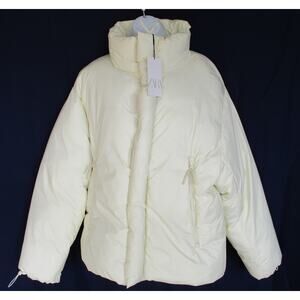 New ZARA DNWR Cream Funnel Puffer Jacket Women Size L